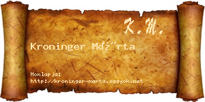 Kroninger Márta névjegykártya