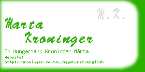 marta kroninger business card